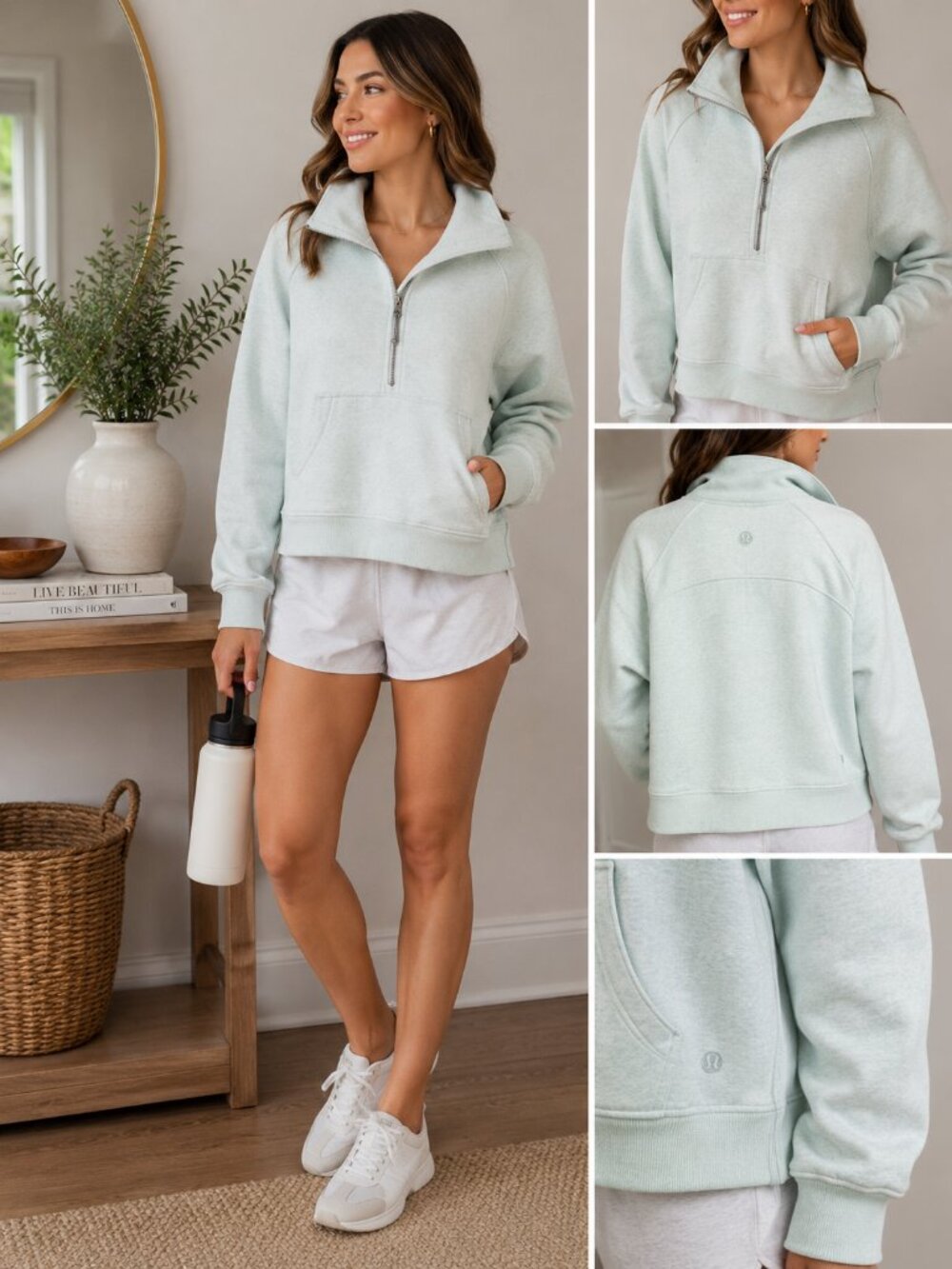 Lululemon Scuba Oversized Funnel Neck Heathered Delicate Mint M/L – W3FL7S
